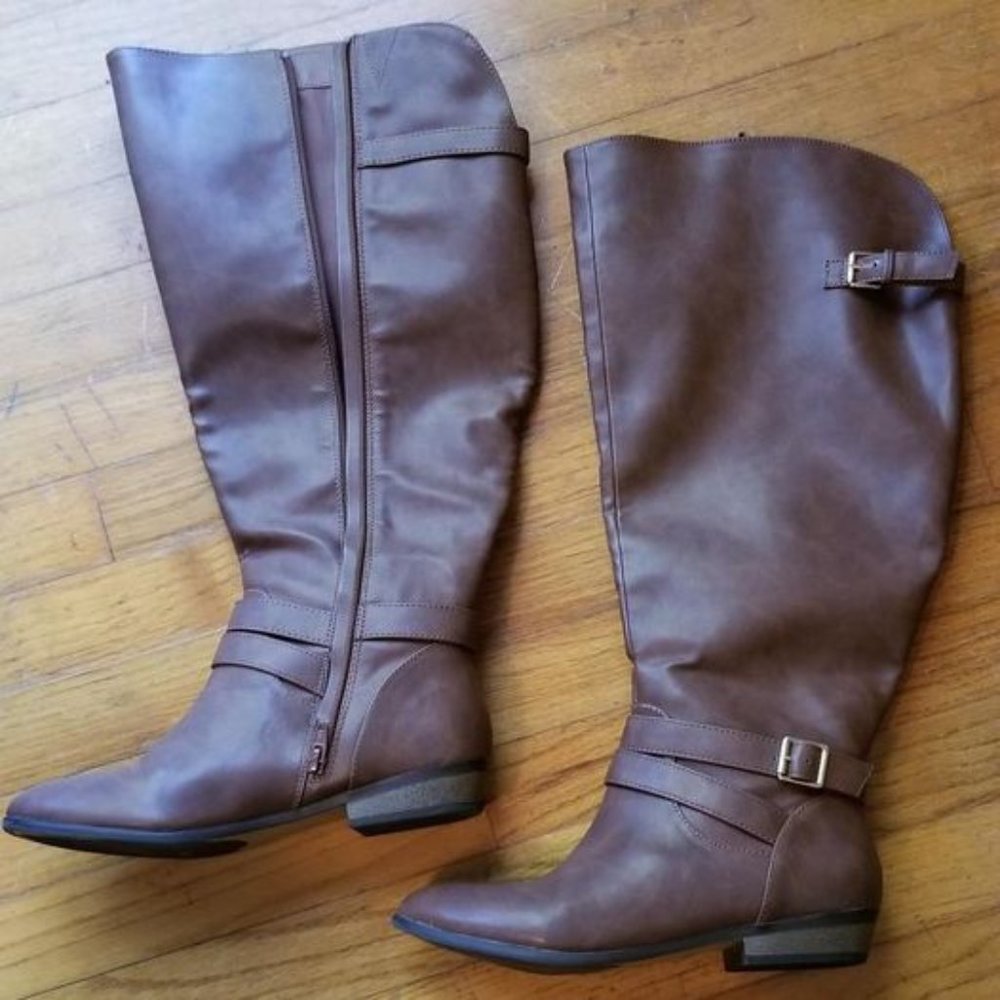 Material Girl Carleigh Tall Riding Boots Women Cognac ~ Size 8.5M WC